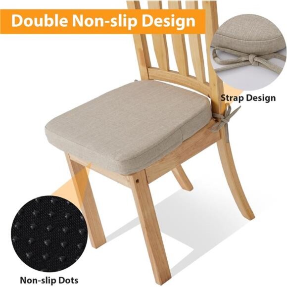 Dining Chair Cushions Set of 4 Thick Seat Pads Kitchen Chair Cushions Non Slip - Picture 5 of 7